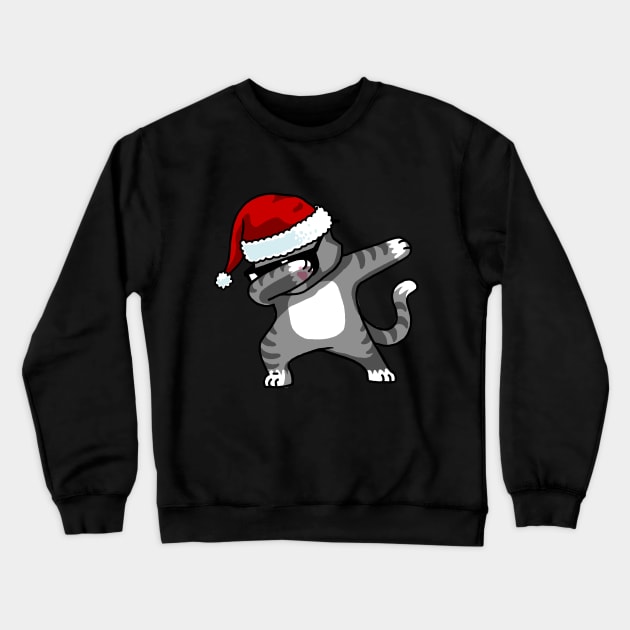 Santa Hat Dabbing Cat T-Shirt Christmas Gifts for Cat Lovers Crewneck Sweatshirt by vo_maria